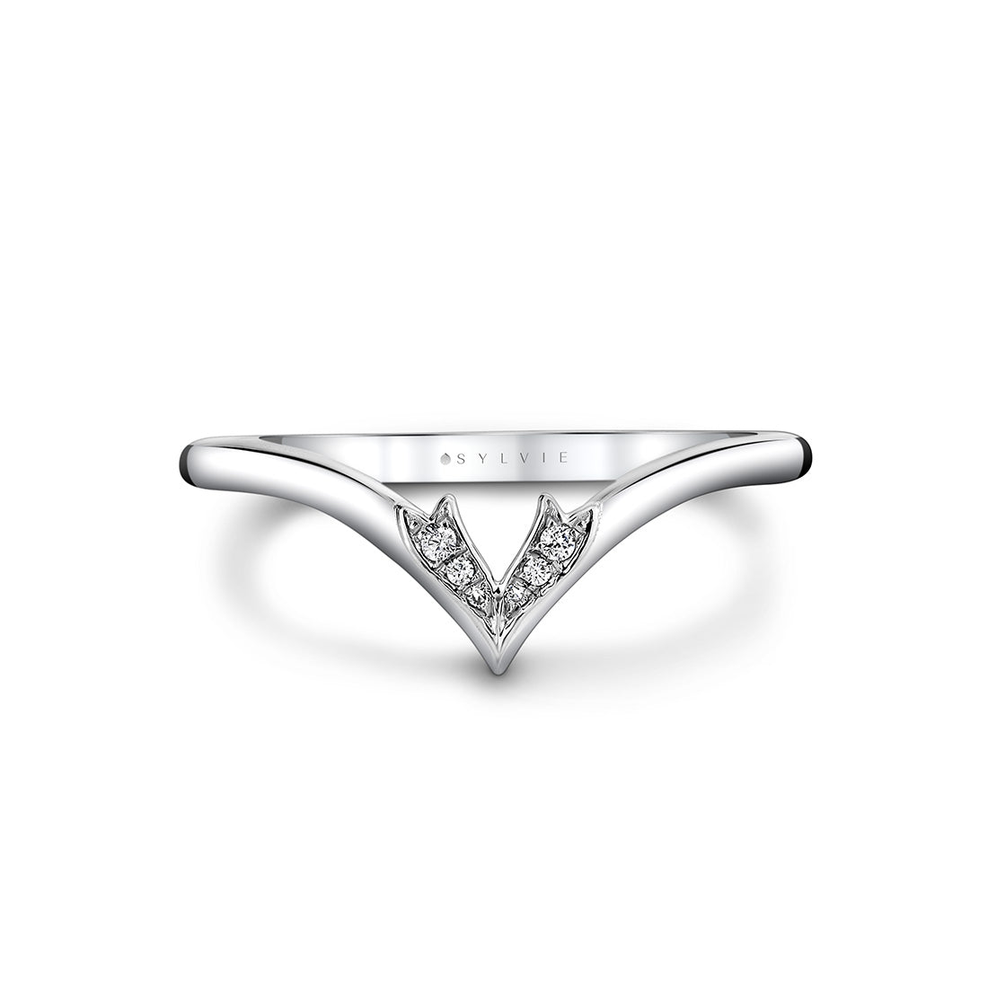 Tulira Diamond Leaf Curved Wedding Ring