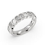 Bezel Set Emerald Diamond Wedding Ring