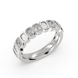 Bezel Set Emerald Diamond Wedding Ring
