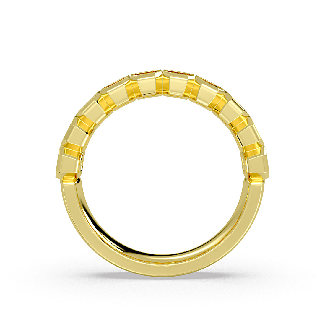 Bezel Set Emerald Diamond Wedding Ring