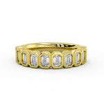 Bezel Set Emerald Diamond Wedding Ring