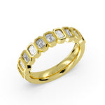 Bezel Set Emerald Diamond Wedding Ring