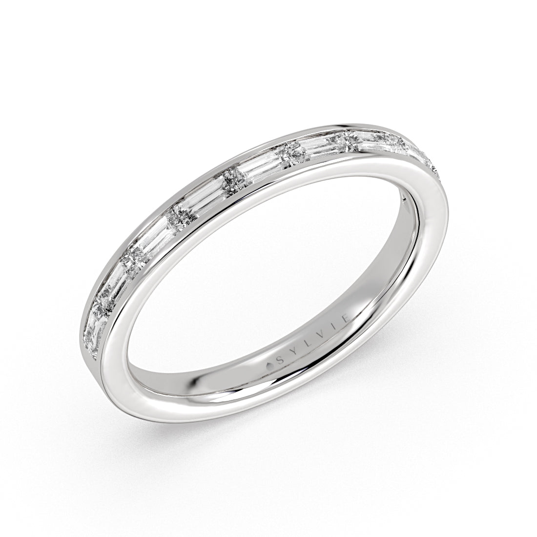 Channel Set East to West Baguette Wedding Ring