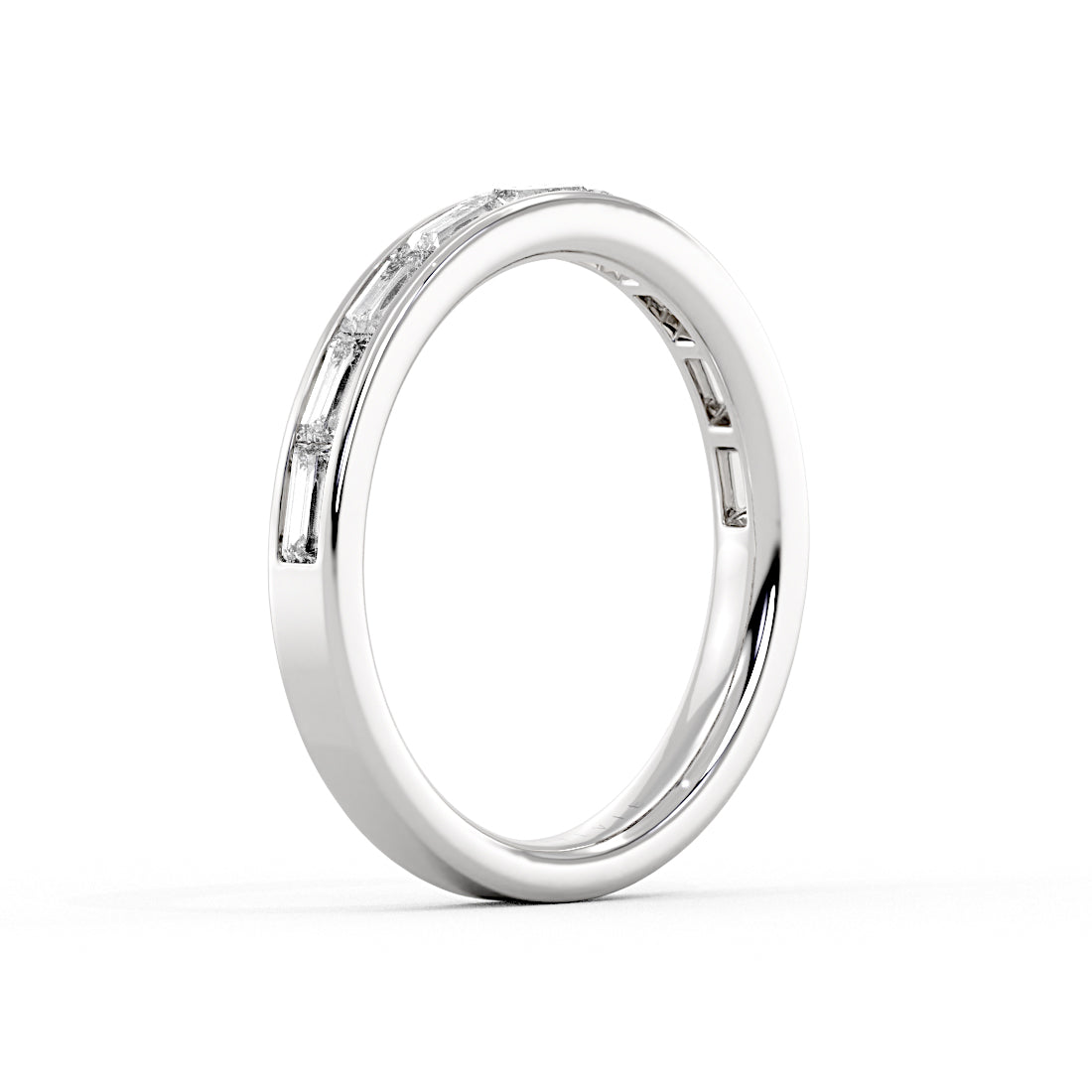 Channel Set East to West Baguette Wedding Ring