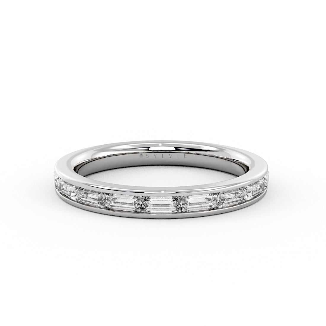 Channel Set East to West Baguette Wedding Ring