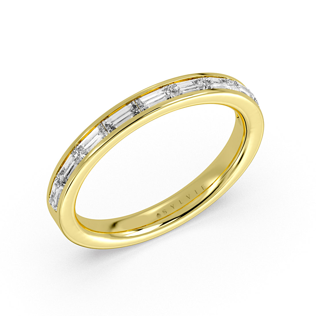 Channel Set East to West Baguette Wedding Ring