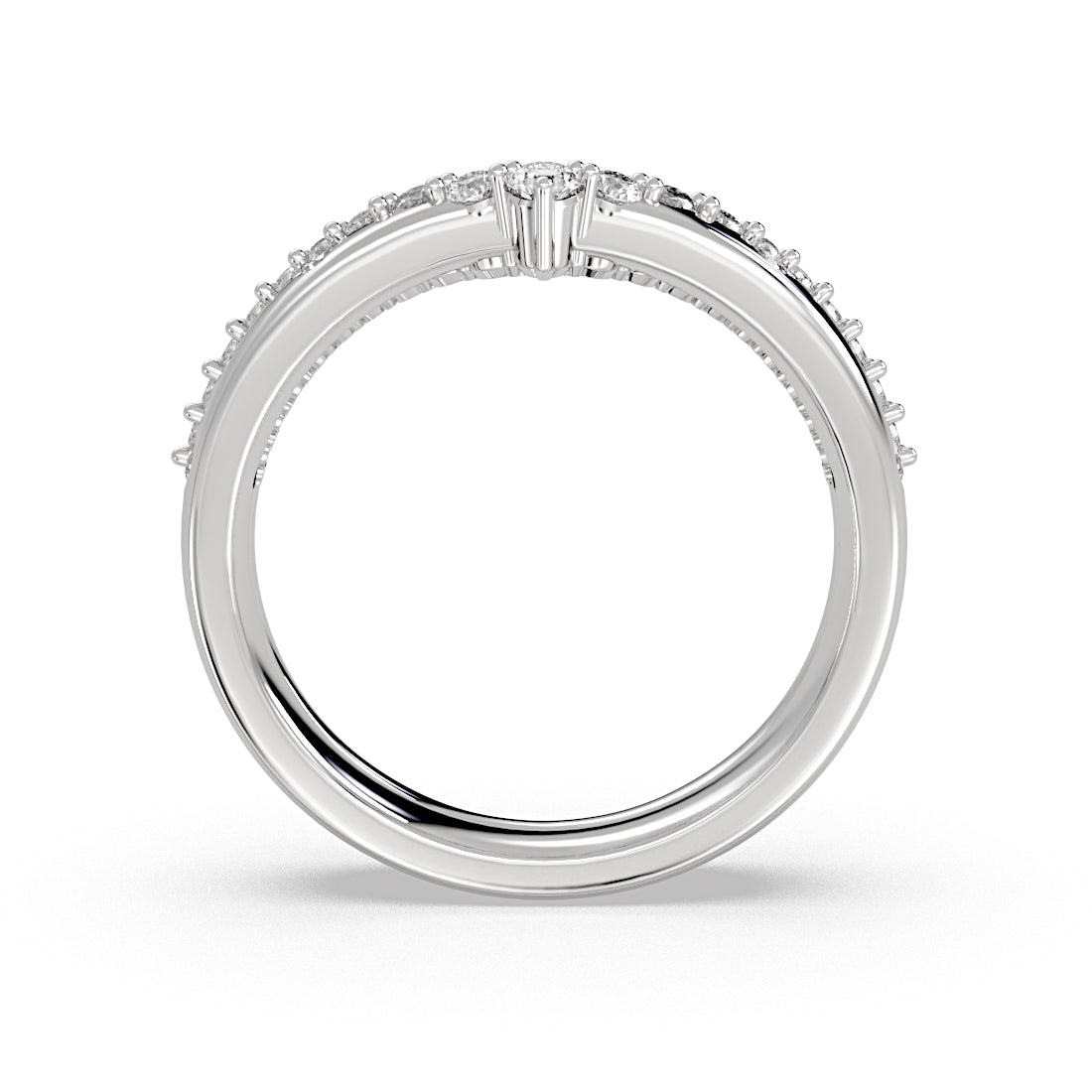 Double Band Curved Diamond Wedding Ring