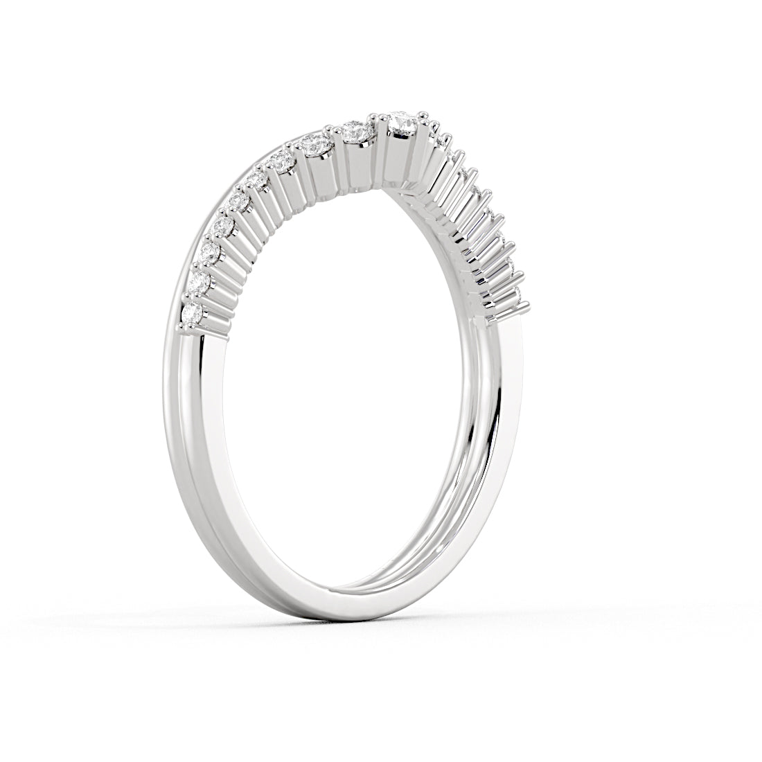 Double Band Curved Diamond Wedding Ring