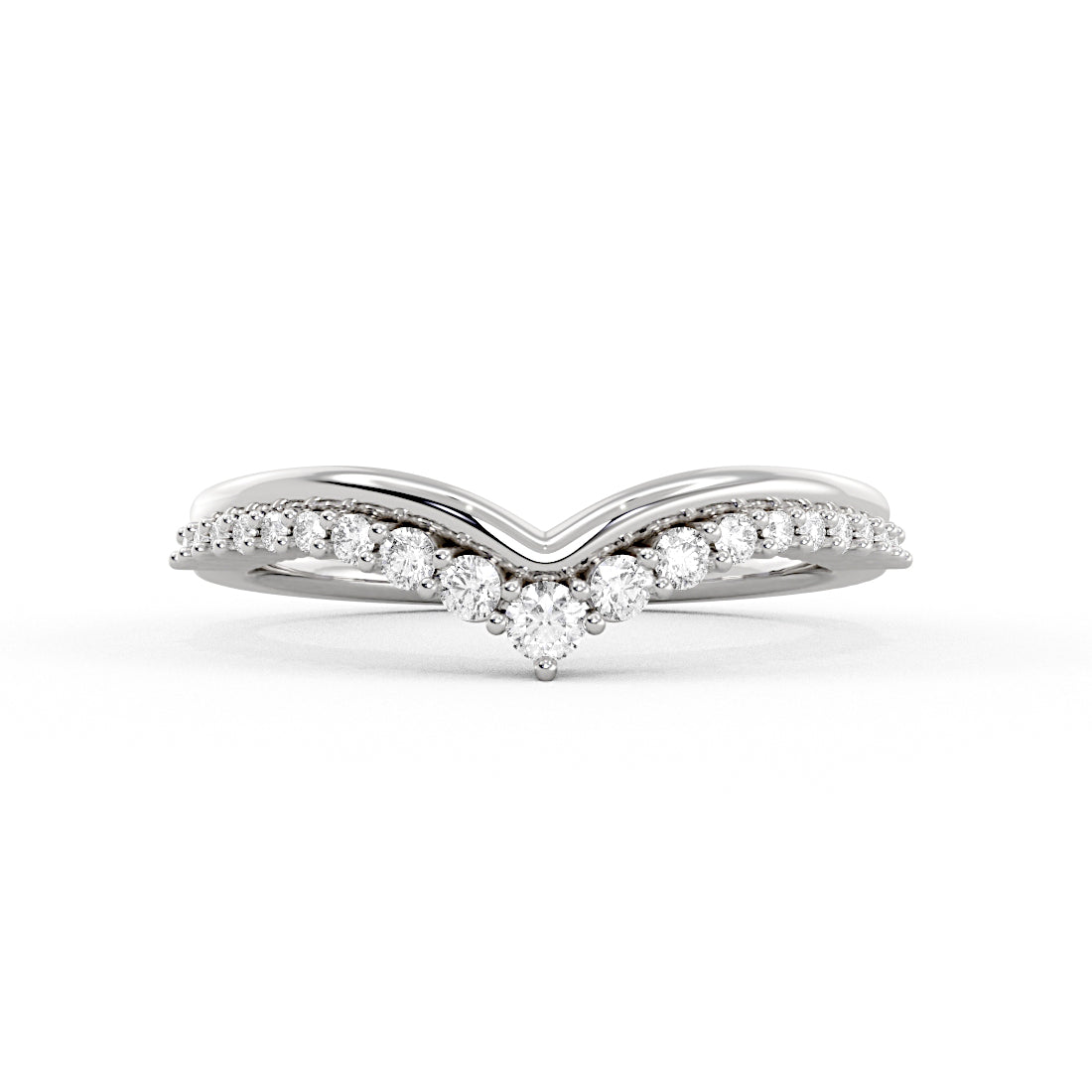 Double Band Curved Diamond Wedding Ring