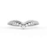 Double Band Curved Diamond Wedding Ring