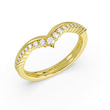 Double Band Curved Diamond Wedding Ring