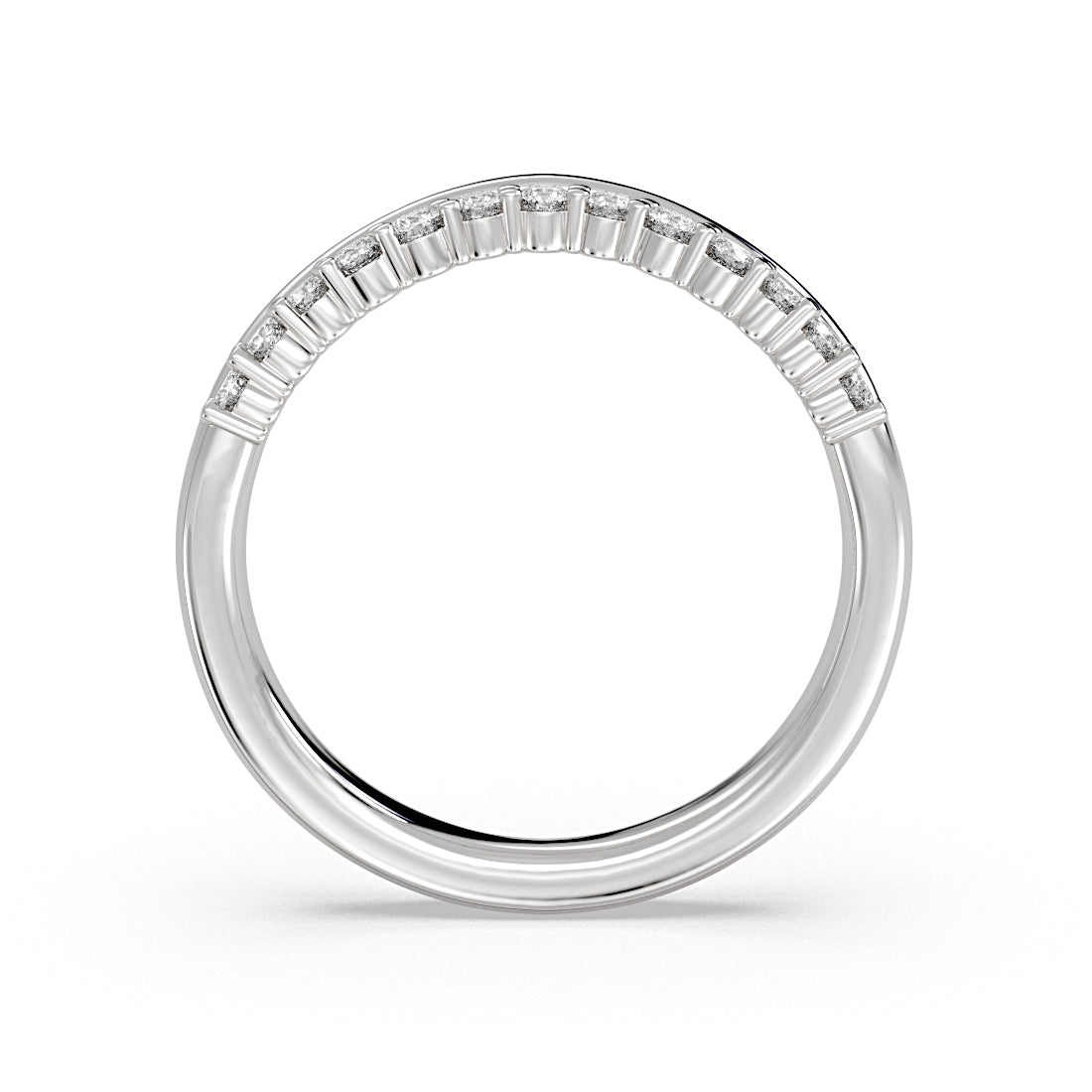 Double Band Curved Diamond Wedding Ring