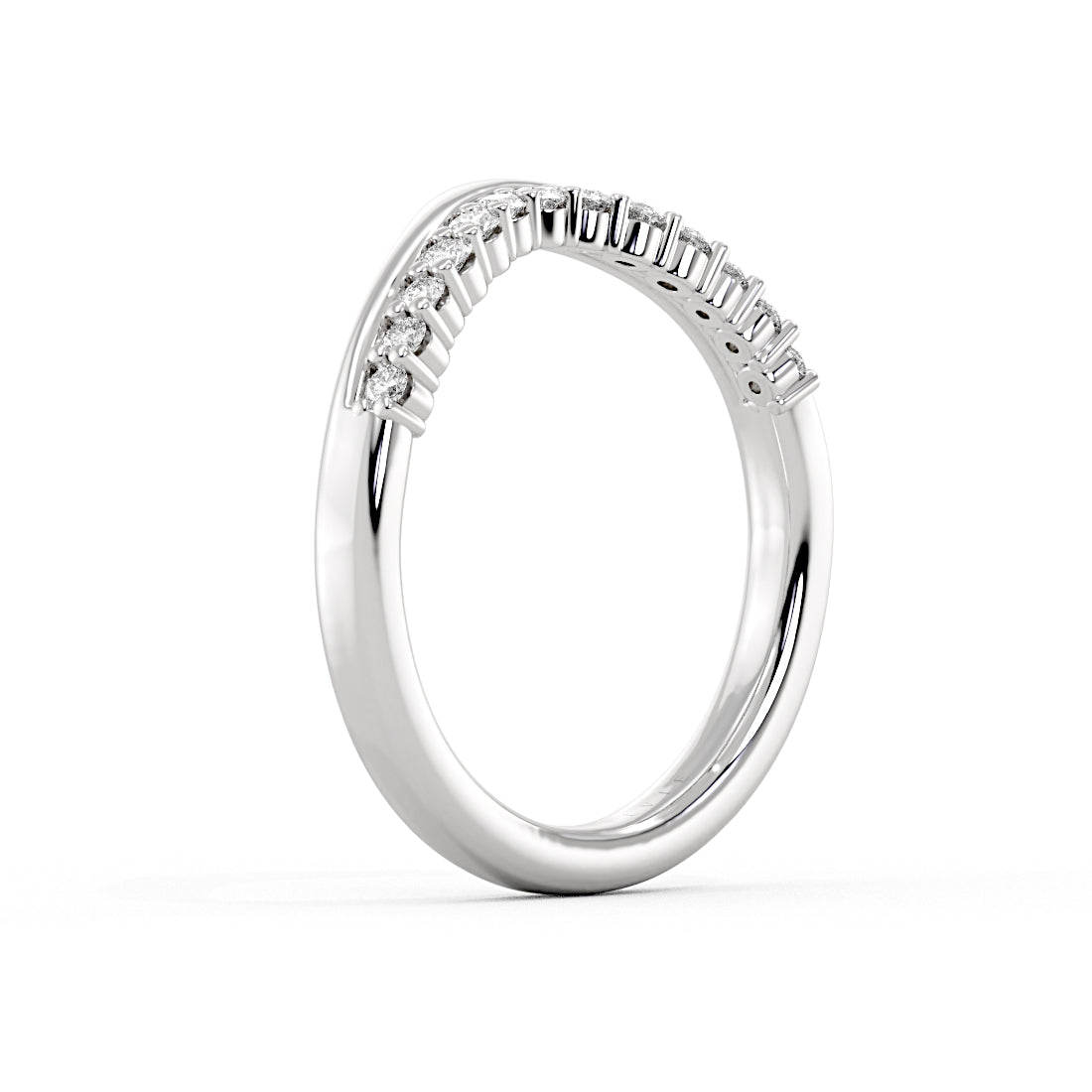 Double Band Curved Diamond Wedding Ring
