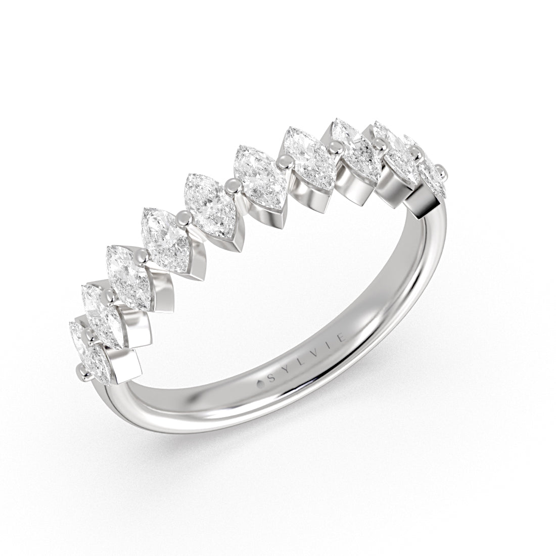 Heritage Shared Prong Marquise Diamond Wedding Ring