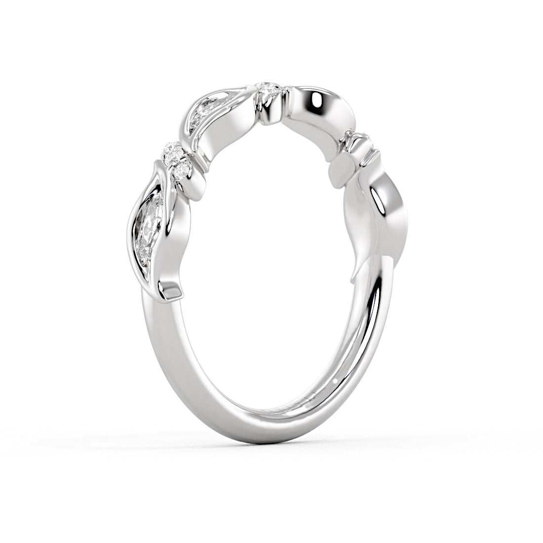 Tulira Leaf Shaped Marquise Diamond Wedding Ring