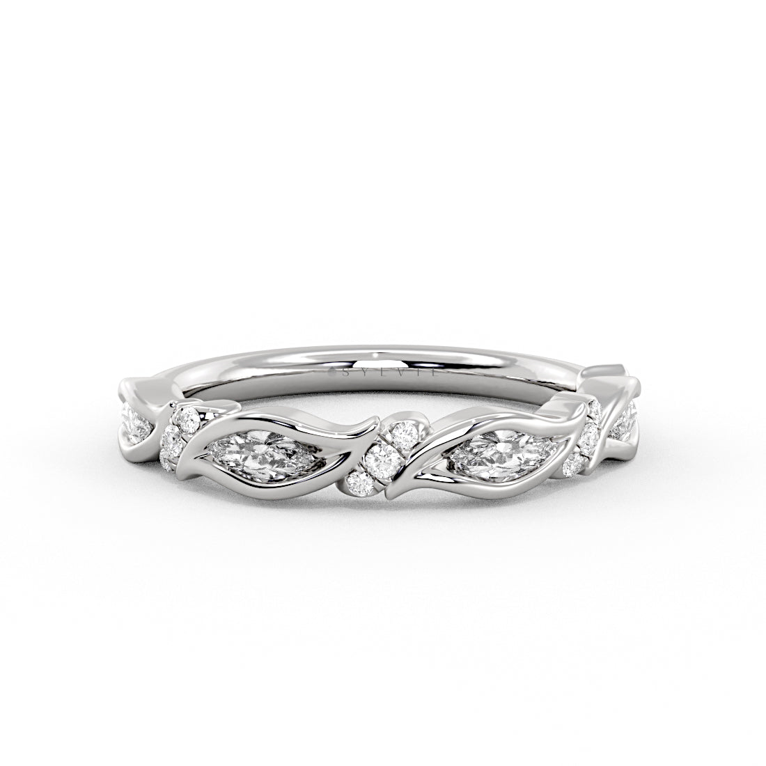 Tulira Leaf Shaped Marquise Diamond Wedding Ring