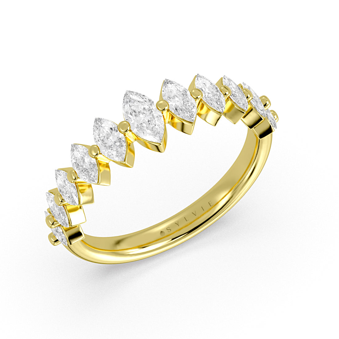 Heritage Shared Prong Graduating Marquise Diamond Wedding Ring