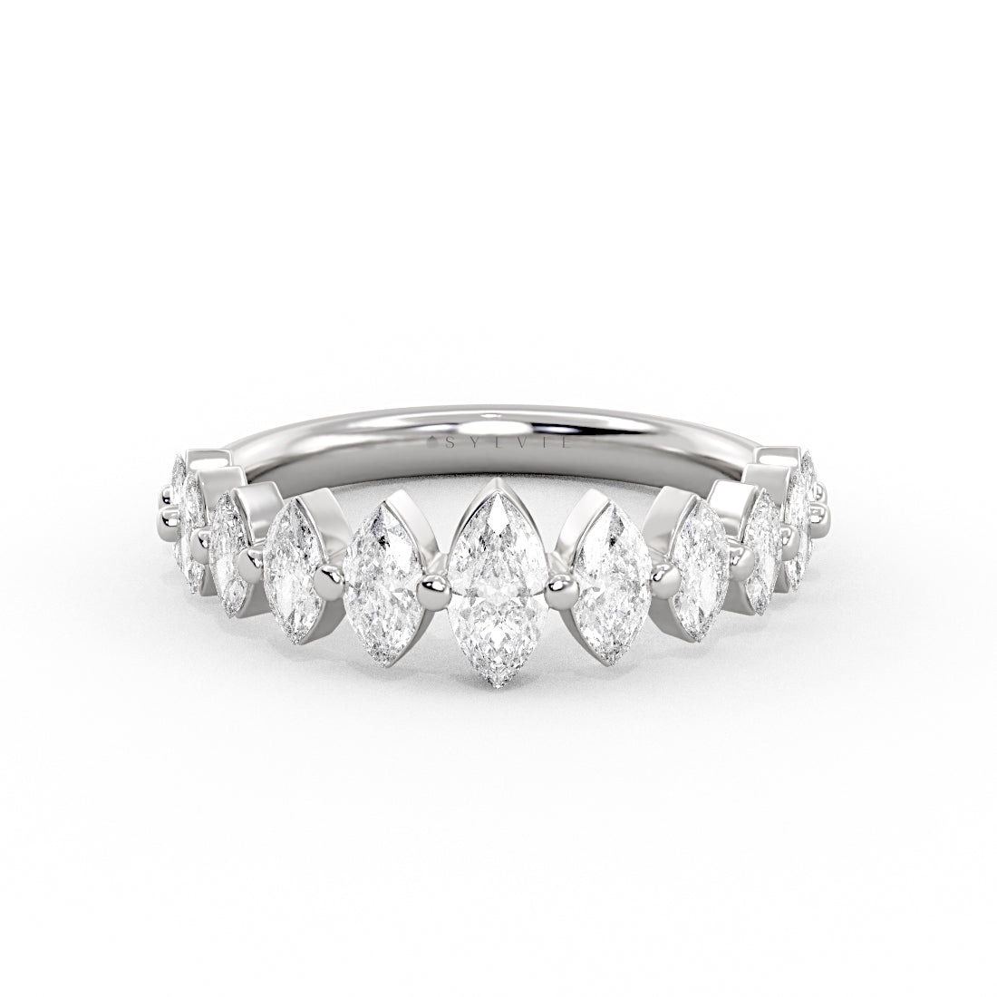 Heritage Shared Prong Graduating Marquise Diamond Wedding Ring