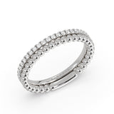 Double Band Bead and Diamond Wedding Ring