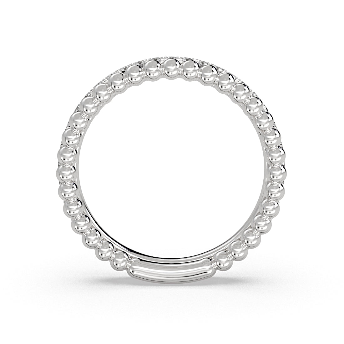Double Band Bead and Diamond Wedding Ring