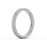 Double Band Bead and Diamond Wedding Ring