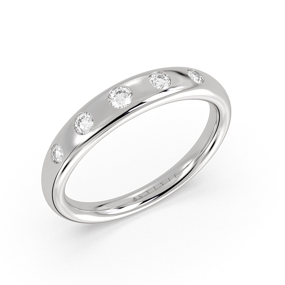 Flush Set Graduated Diamond Wedding Ring