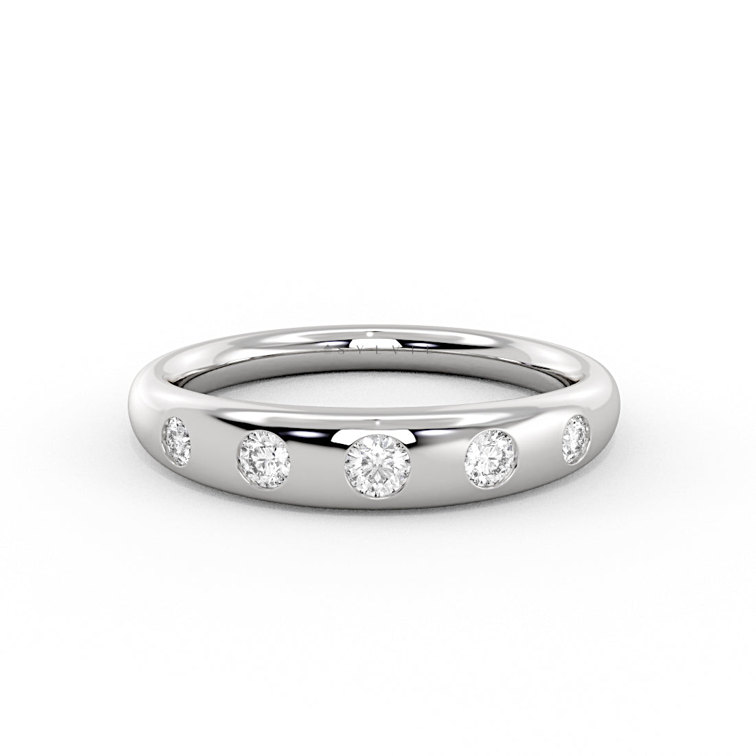 Flush Set Graduated Diamond Wedding Ring