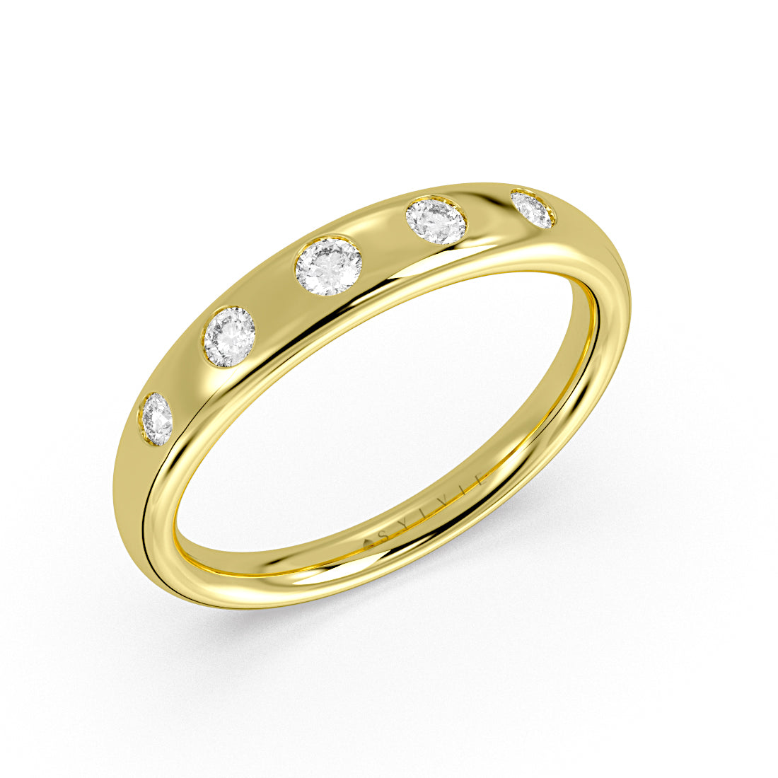 Flush Set Graduated Diamond Wedding Ring