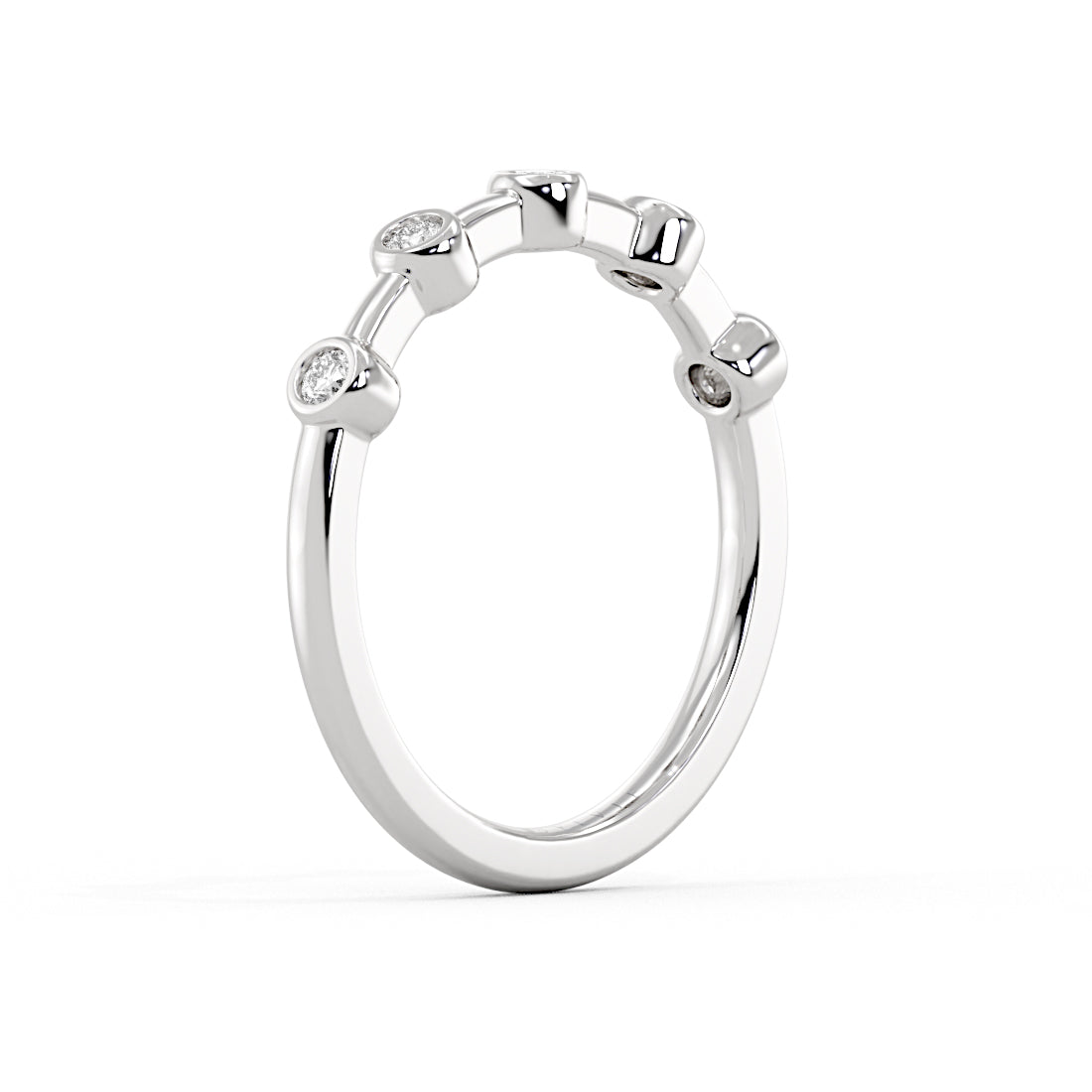 Spaced Round Bezel Diamond Wedding Ring