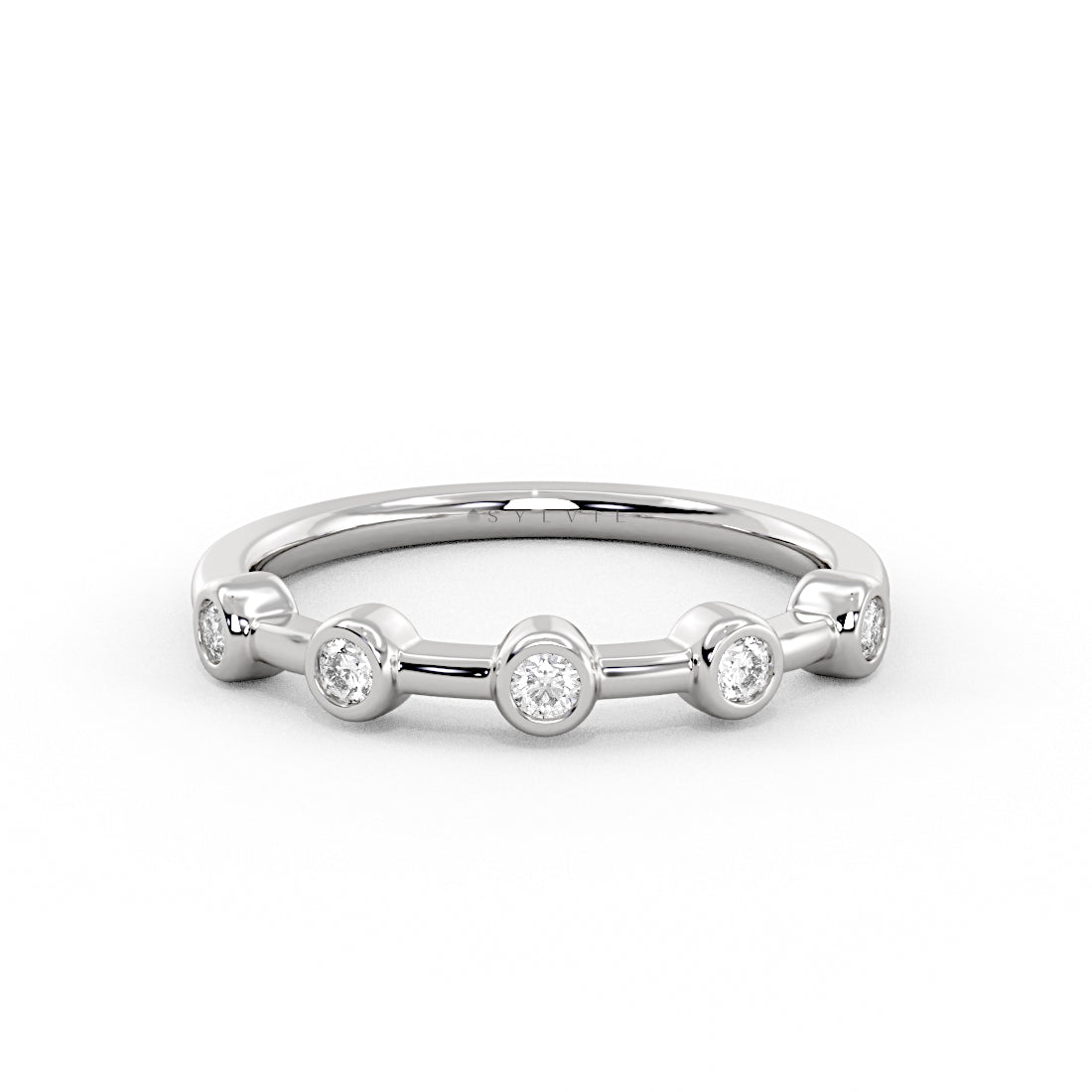 Spaced Round Bezel Diamond Wedding Ring
