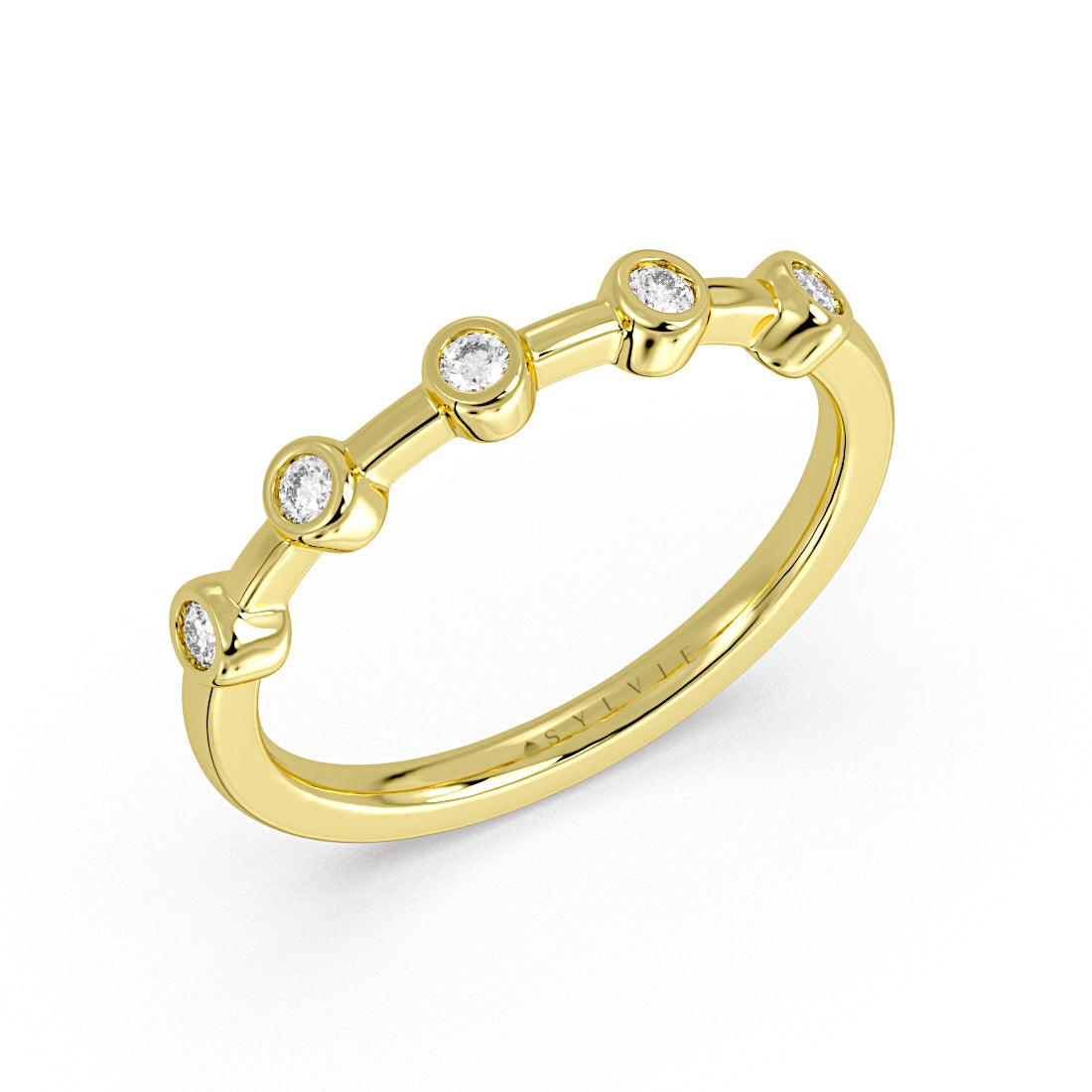 Spaced Round Bezel Diamond Wedding Ring