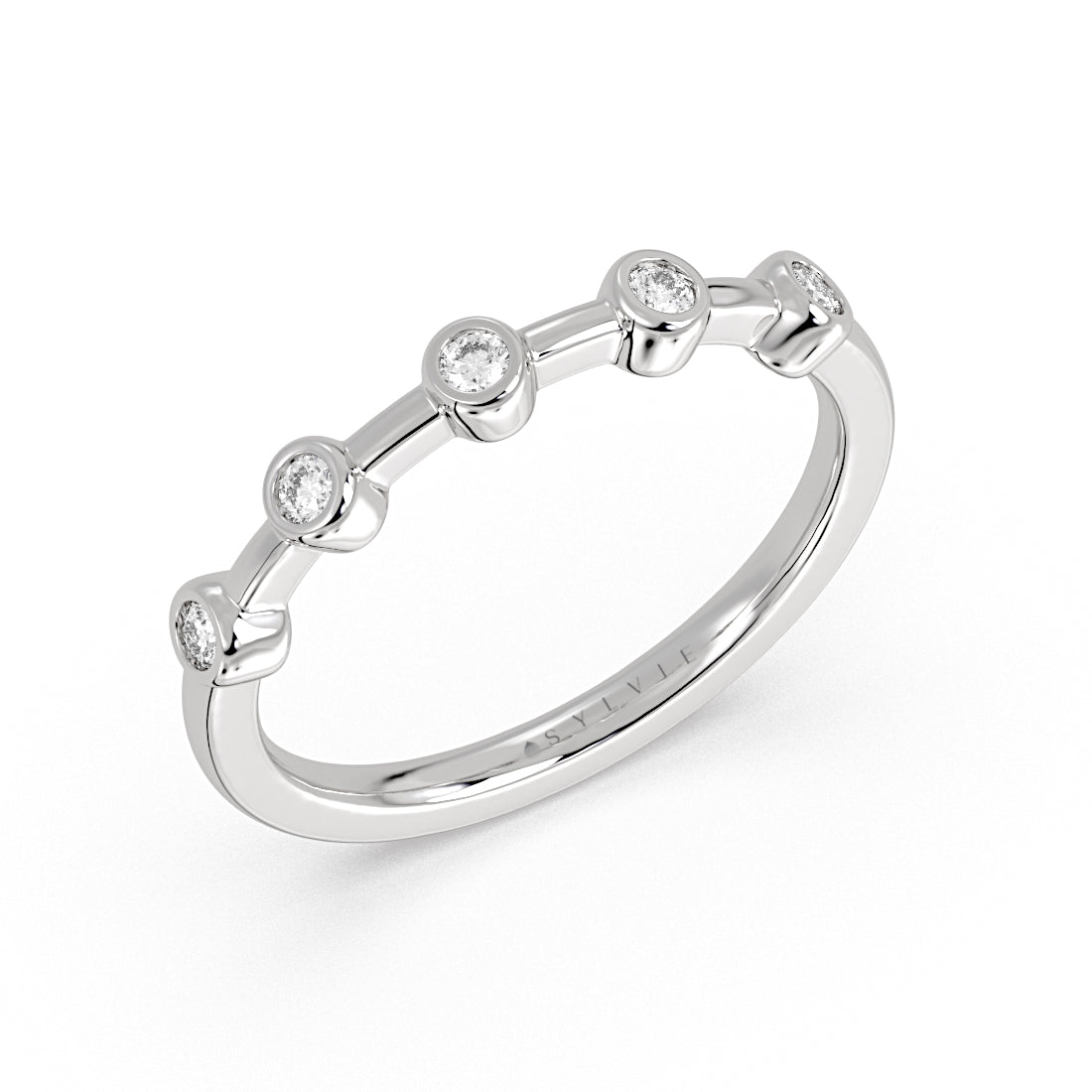 Bezel Set Spaced Diamond Wedding Ring
