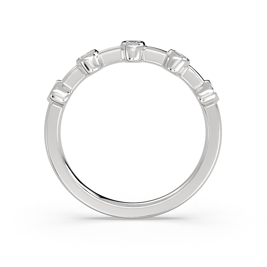 Bezel Set Spaced Diamond Wedding Ring