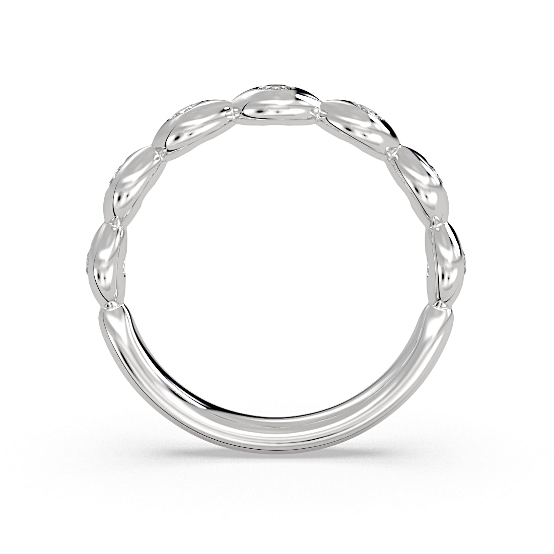 Marquise Shaped Flush Set Diamond Wedding Ring