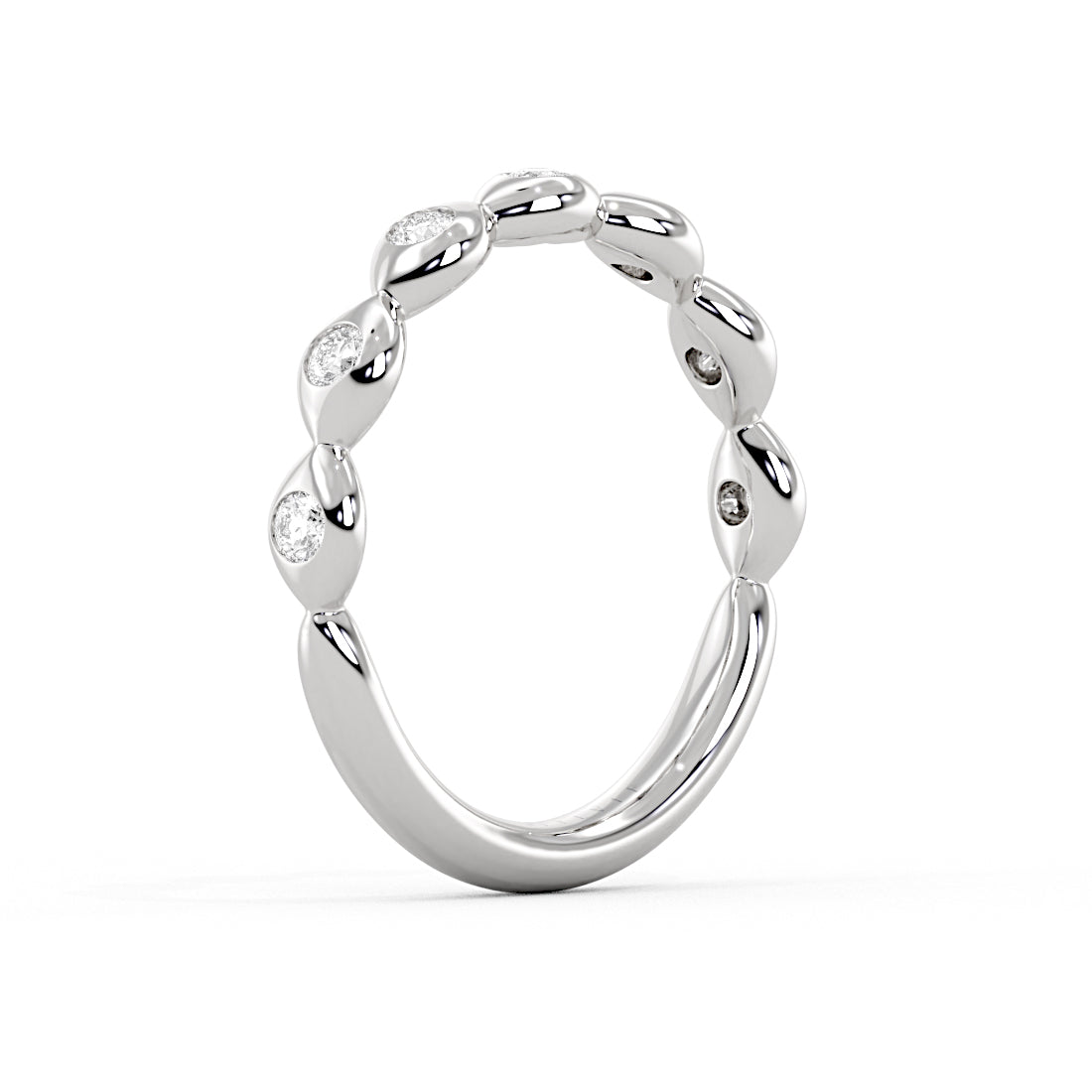 Marquise Shaped Flush Set Diamond Wedding Ring