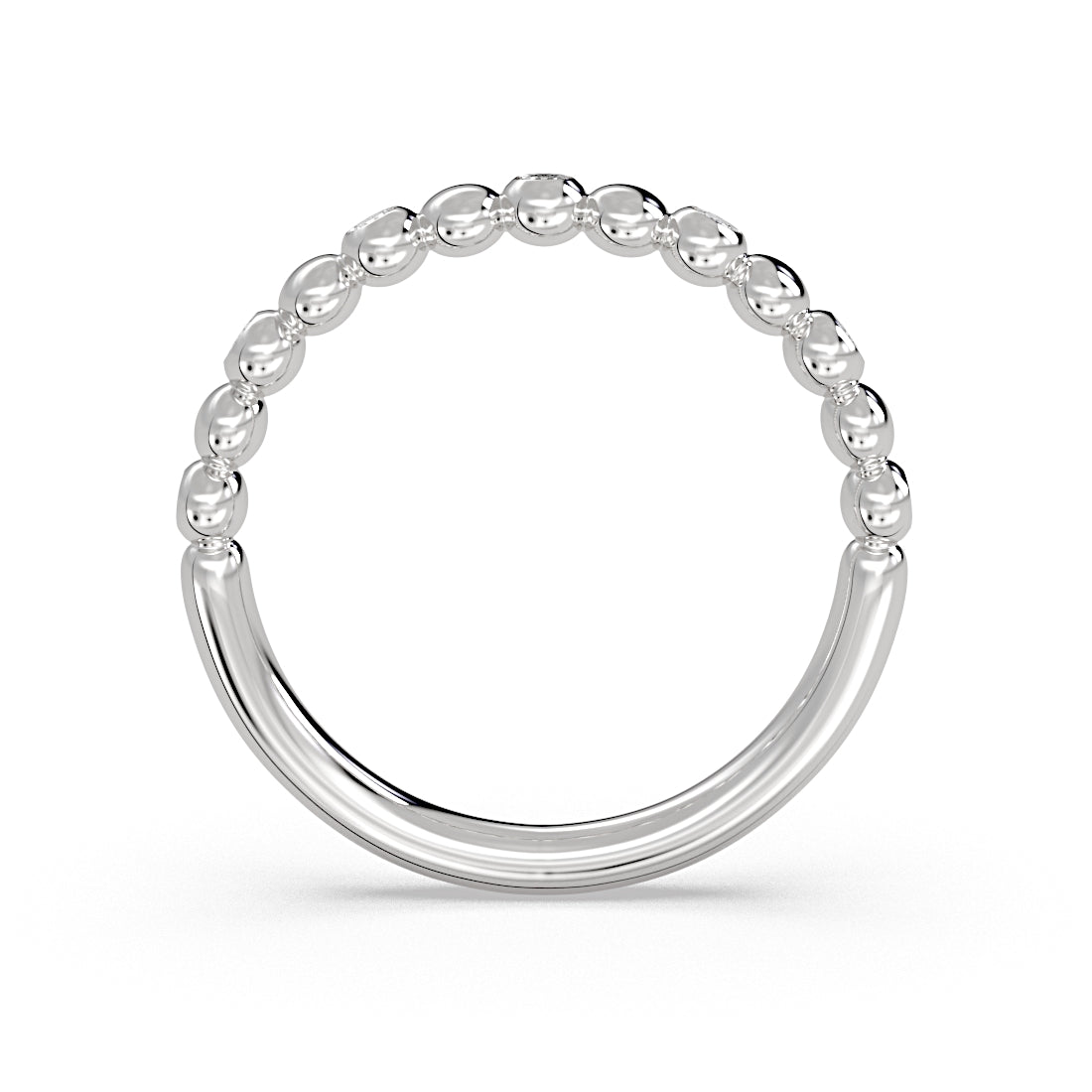 Alternating Bead and Diamond Wedding Ring