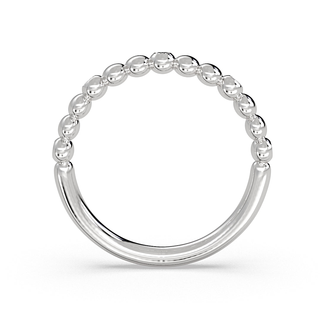 Alternating Bead and Diamond Wedding Ring