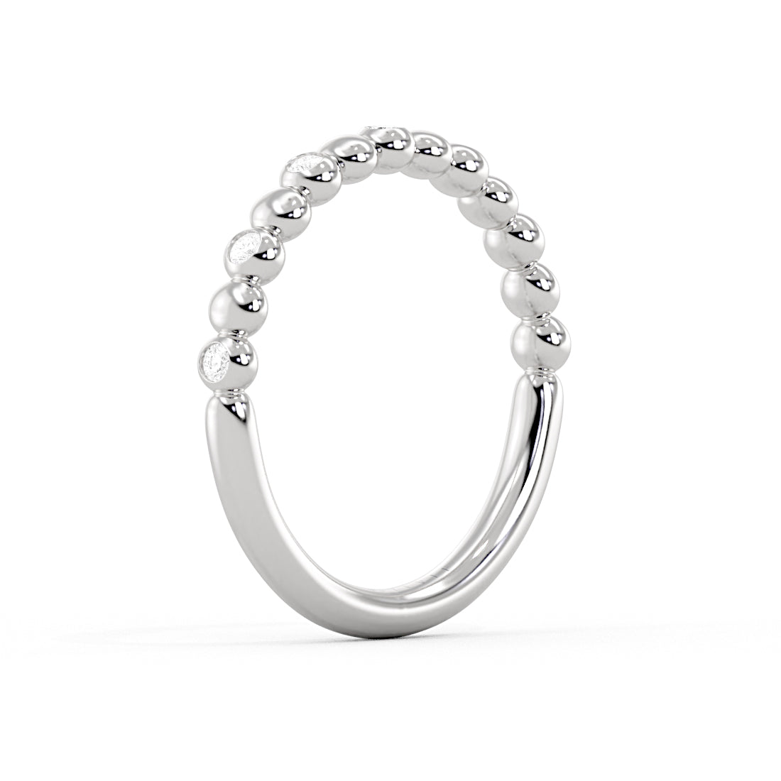 Alternating Bead and Diamond Wedding Ring