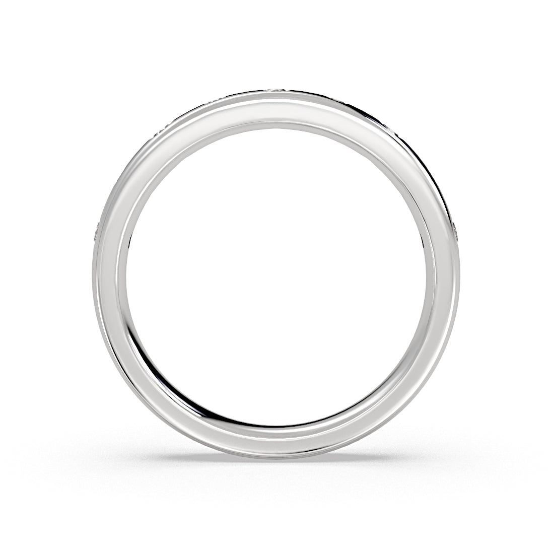 Flush Set Flat Edge Diamond Wedding Ring