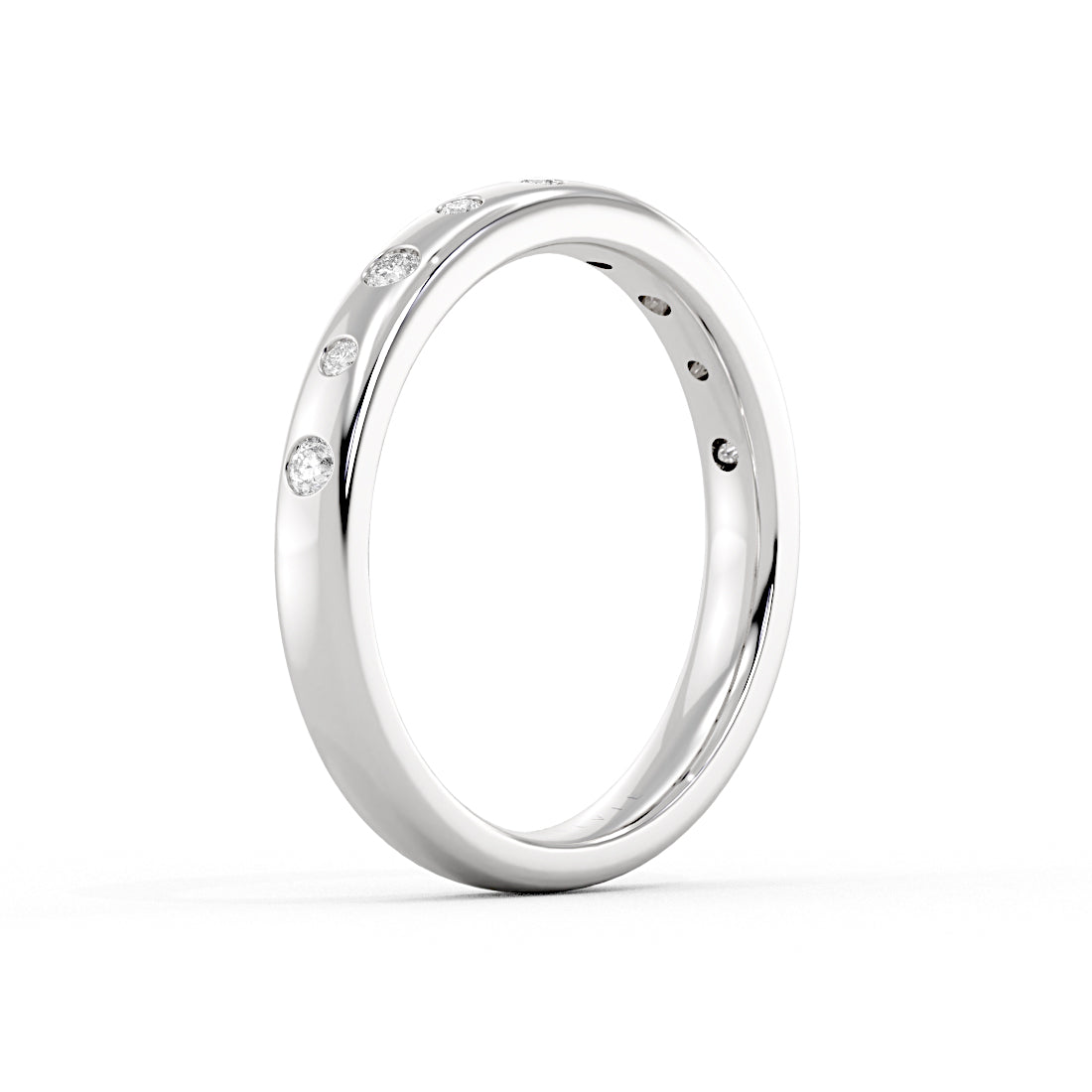 Flush Set Flat Edge Diamond Wedding Ring