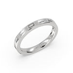 Flush Set Flat Edge Baguette Diamond Wedding Ring