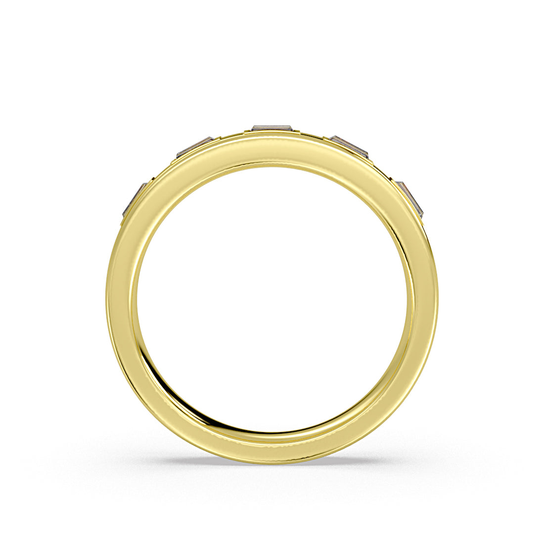 Flush Set Flat Edge Baguette Diamond Wedding Ring