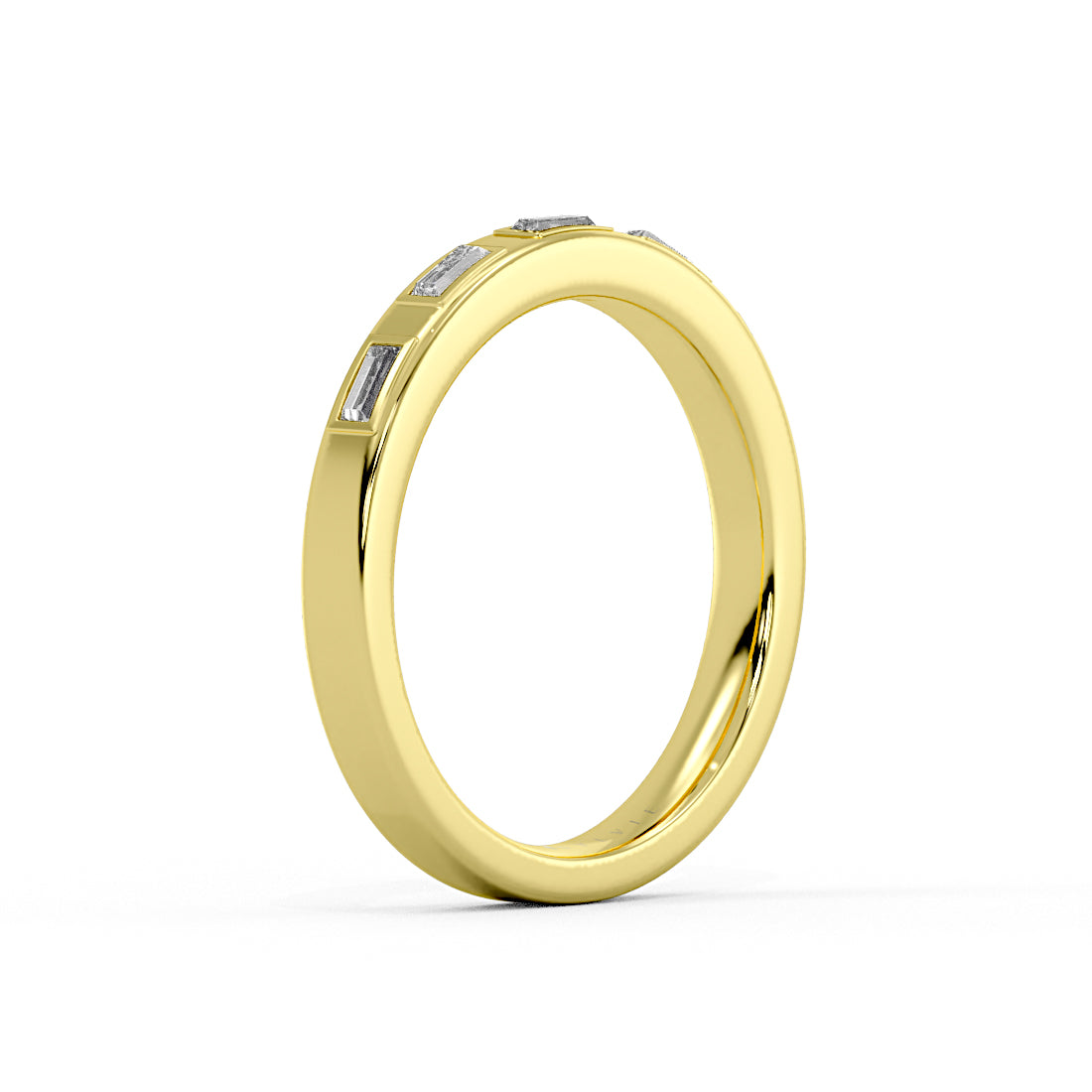 Flush Set Flat Edge Baguette Diamond Wedding Ring