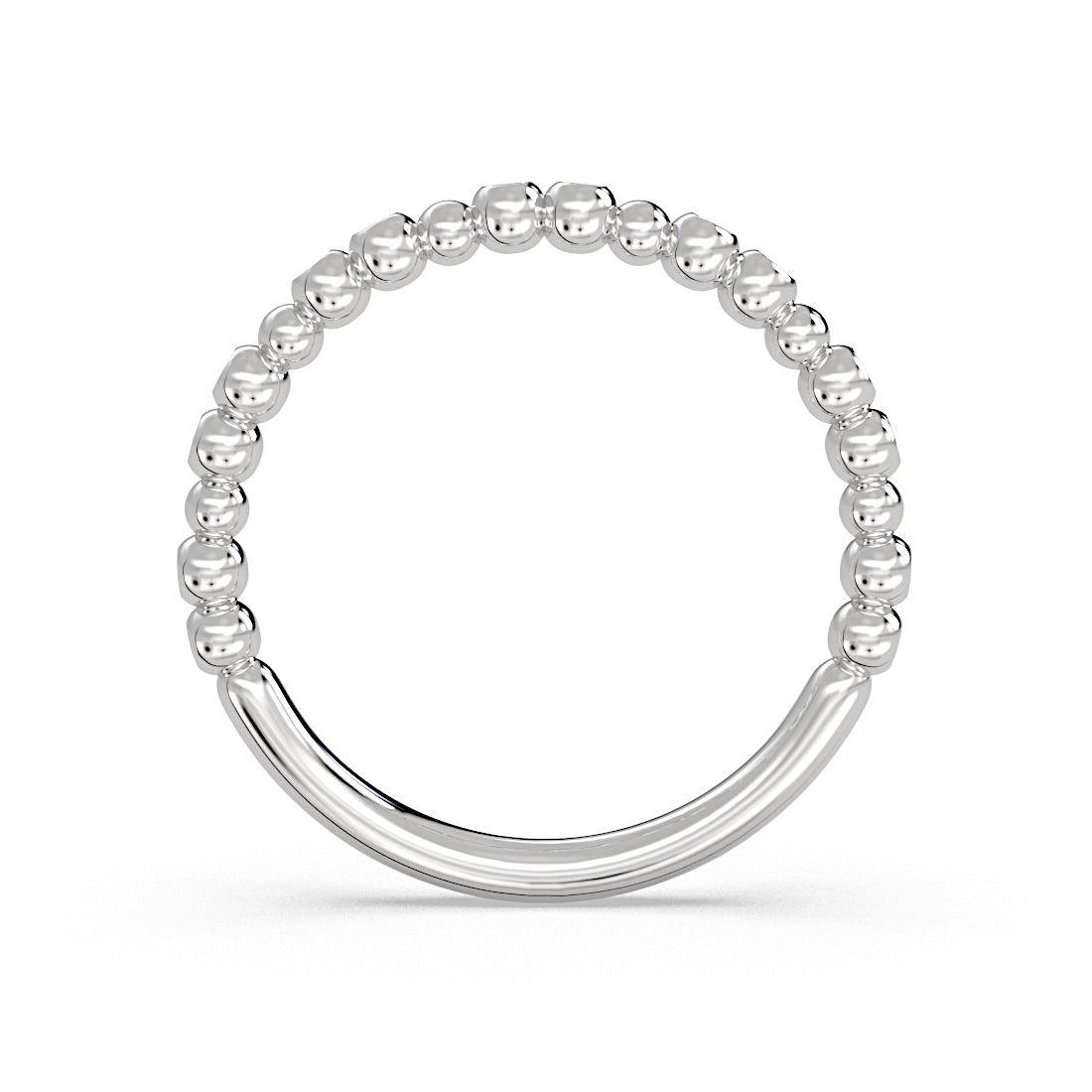 Alternating Bead and Diamond Wedding Ring