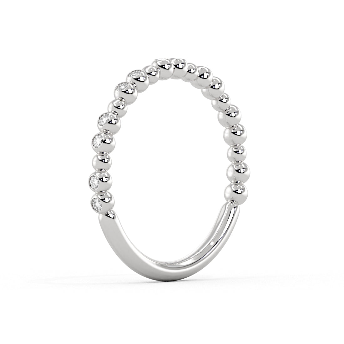 Alternating Bead and Diamond Wedding Ring