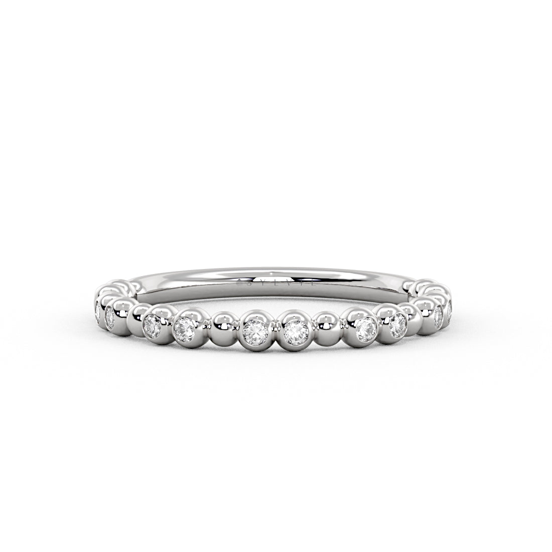 Alternating Bead and Diamond Wedding Ring
