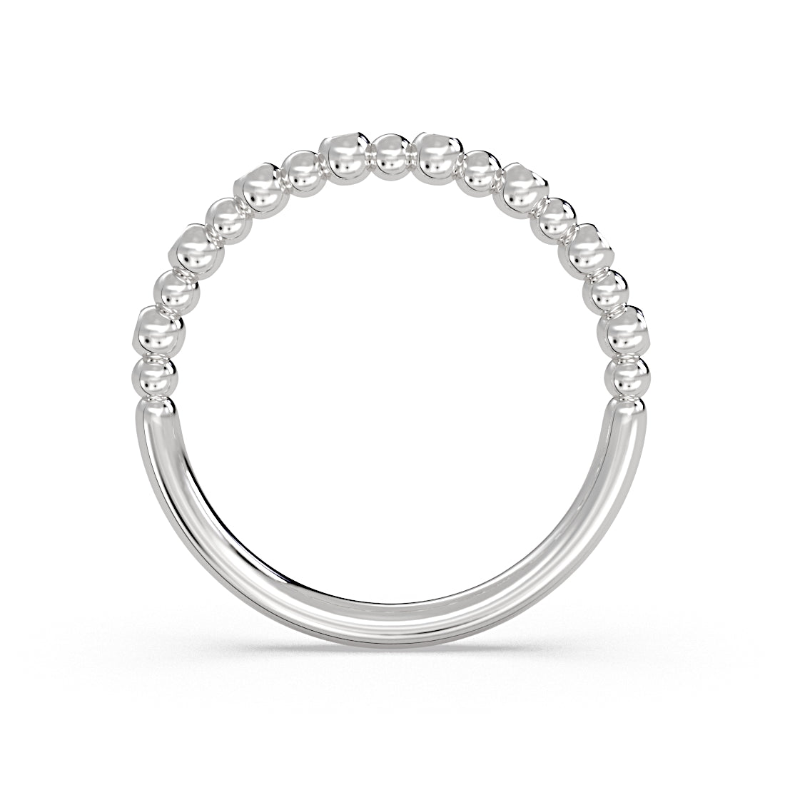 Alternating Bead and Diamond Wedding Ring