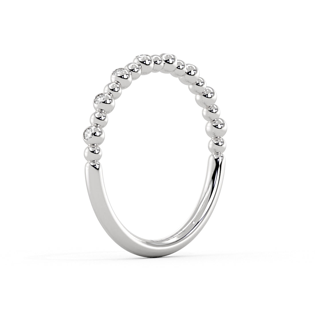 Alternating Bead and Diamond Wedding Ring