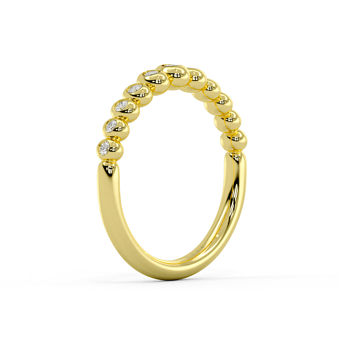 Graduating Flush Set Diamond Bead Wedding Ring