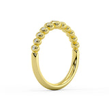 Graduating Flush Set Diamond Bead Wedding Ring